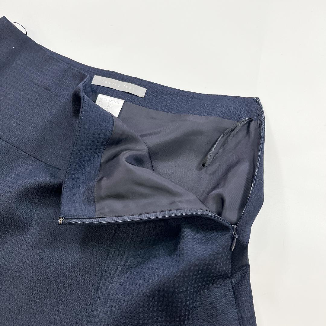 美品 theory luxe スーツ ネイビー 40 L ノーカラー スカート