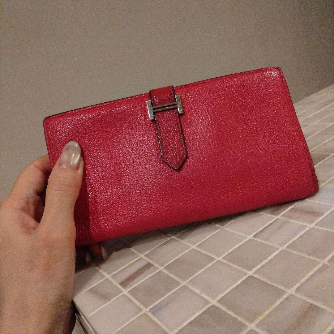 エルメス☆ベアンピンクレザー長財布