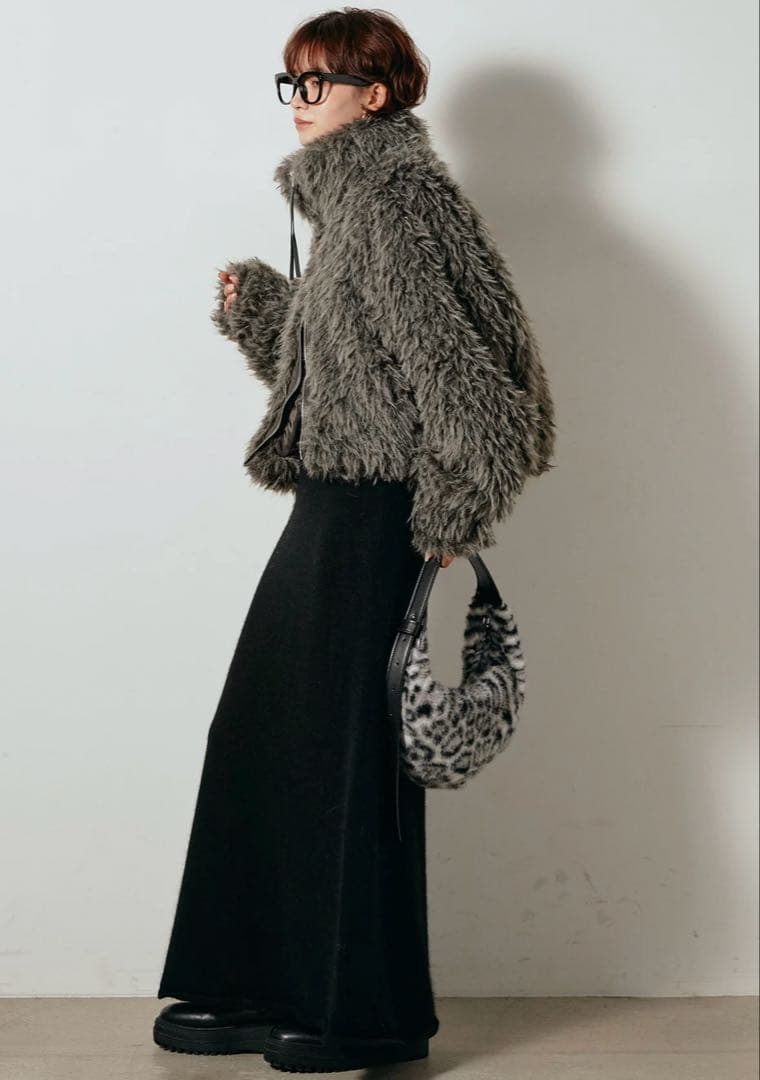 ESICA ミックスシープファースタンドブルゾン　グレー