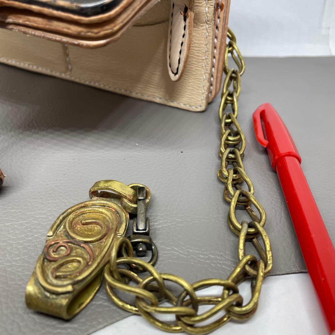 ロングウォレット　手縫い　ウォレットチェーン　ちょっとビンテージ