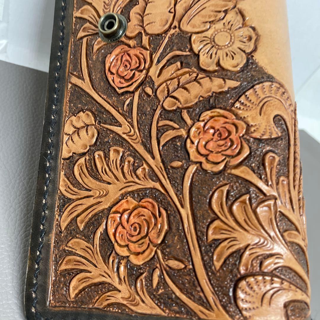 ロングウォレット　手縫い　ウォレットチェーン　ちょっとビンテージ