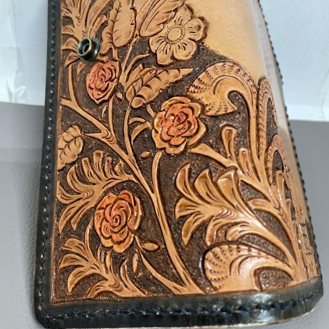 ロングウォレット　手縫い　ウォレットチェーン　ちょっとビンテージ