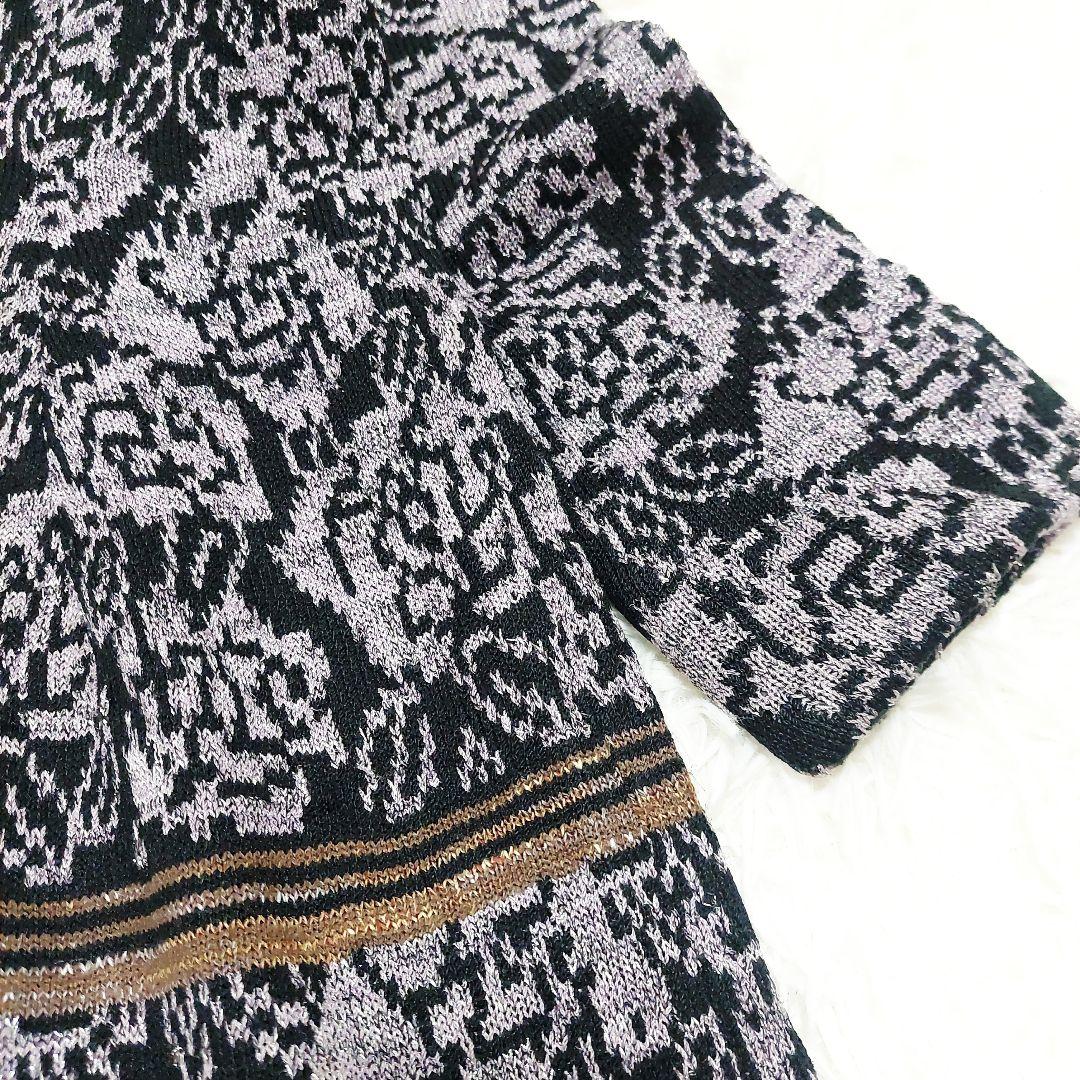 斎藤都世子 サイトウトヨコ 花柄 薔薇 総柄 ラメ ニット ワンピース