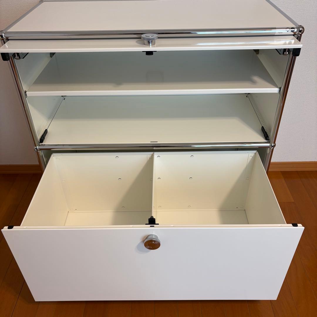 USMハラー サイドボード キャビネット フリップアップドア 引き出し ホワイト