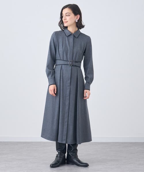 新品タグ付 定価59400円 アナイ ウールフラノタック シャツワンピース 38