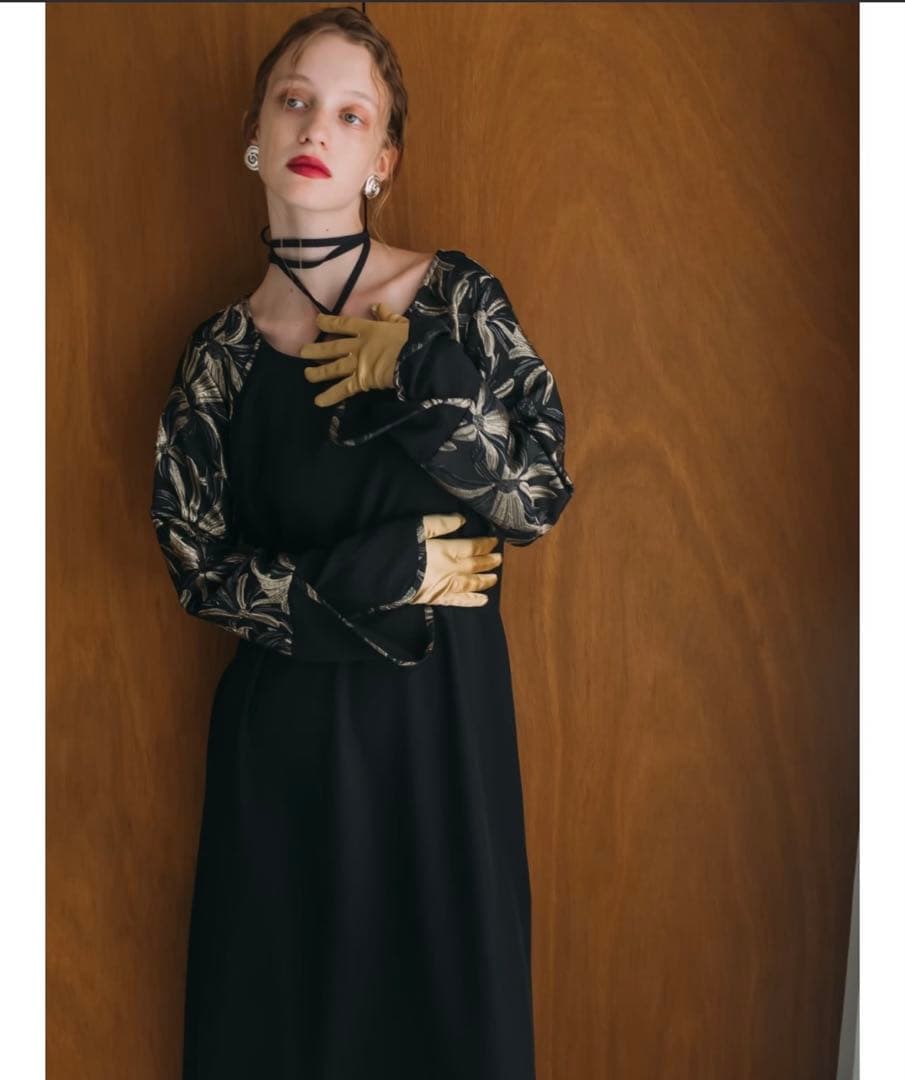 オケージョン MARTE sahara クロスネックジャガードドレス/ワンピース