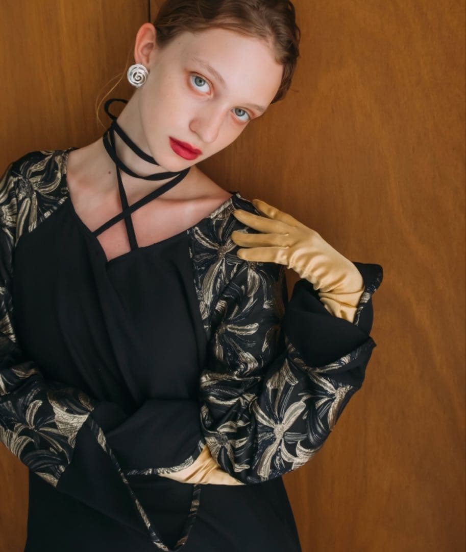 オケージョン MARTE sahara クロスネックジャガードドレス/ワンピース