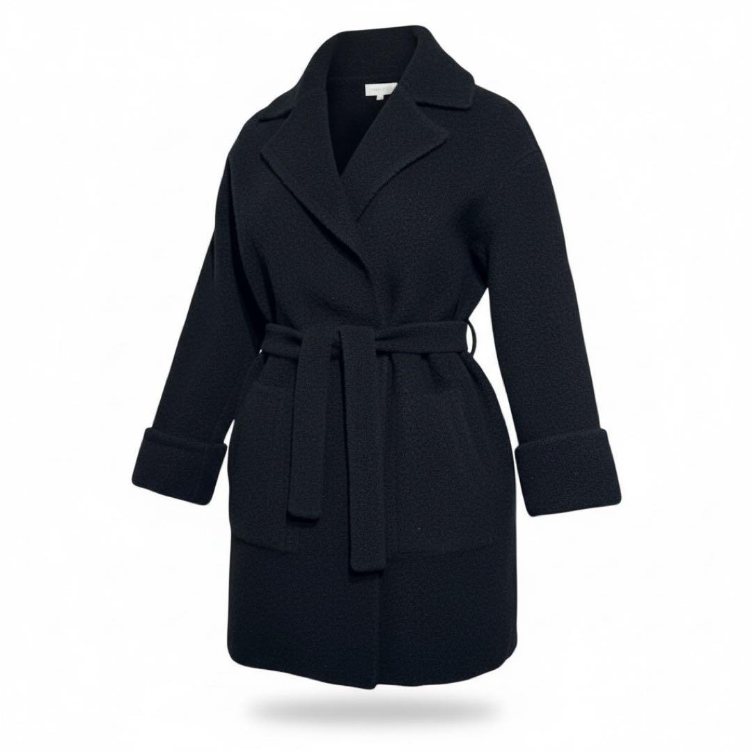 美品✨エスカーダ ベルテッドコート ニットコート ブラック