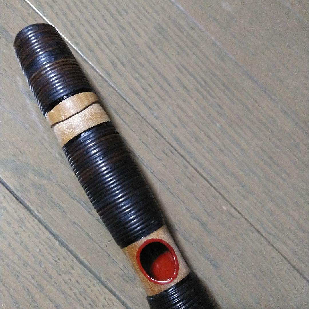 雅楽　龍笛　本管　煤竹　藤巻　(極太管)