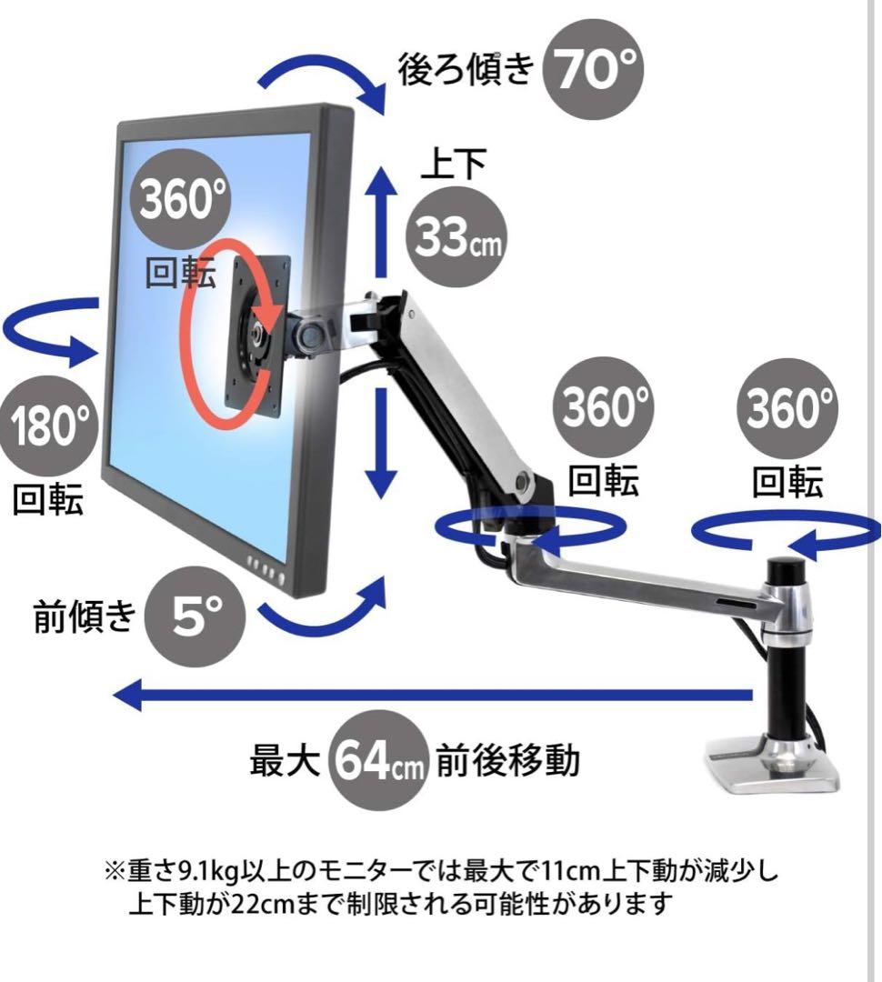 ERGOTRON LX デスクマウントアーム アルミニウム クランプ式