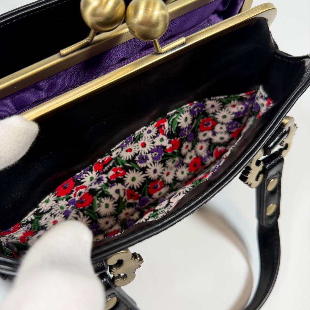 【未使用に近い】アナスイ　ハンドバッグ 2way がま口　ディディオン　黒