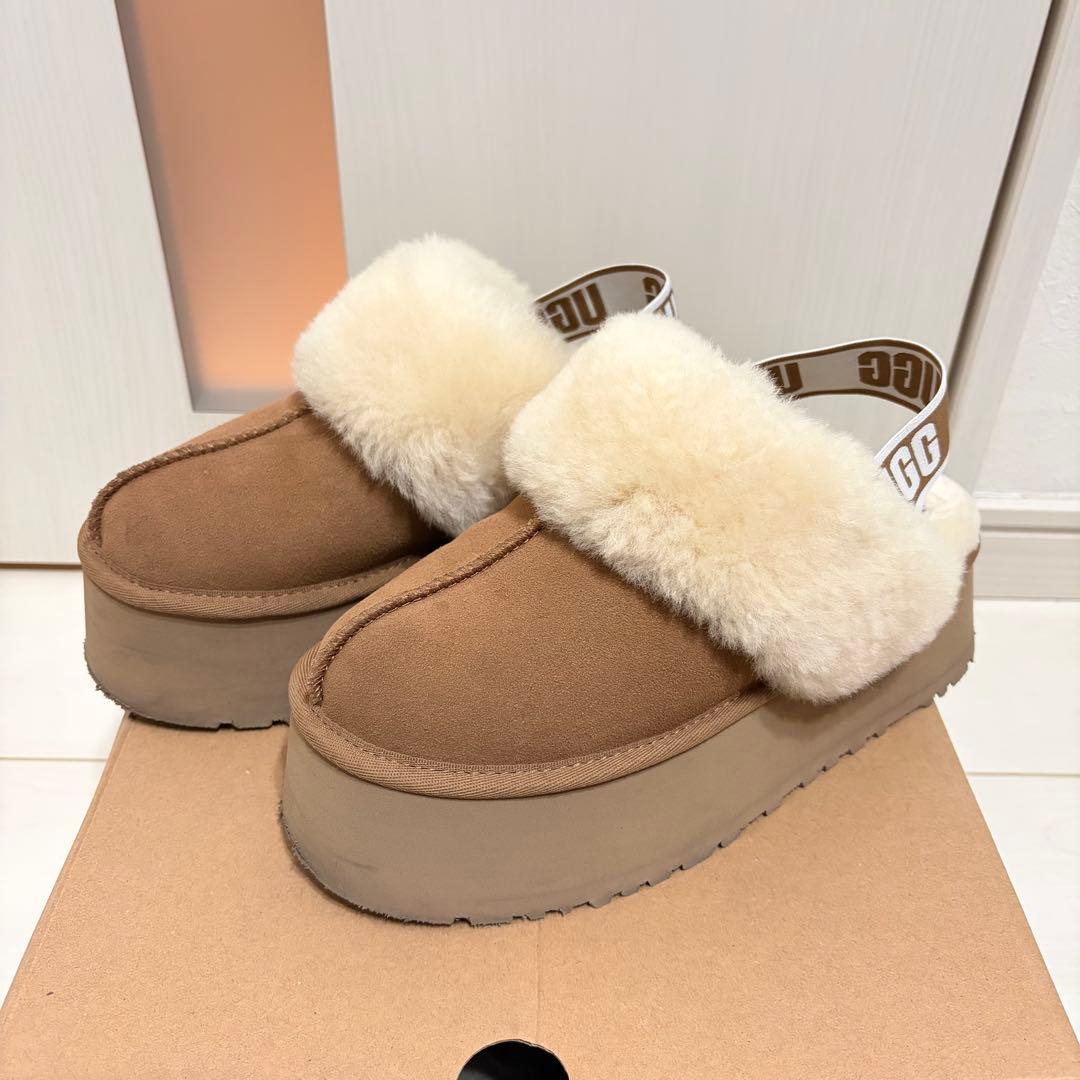 【み】UGG ムートンブーツ スリッポン　ブラウン　24