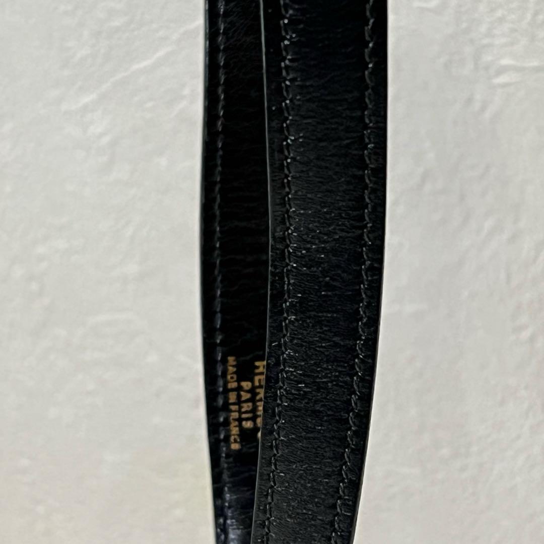 HERMES エルメス レザーショルダーストラップ 黒 金具 仏製