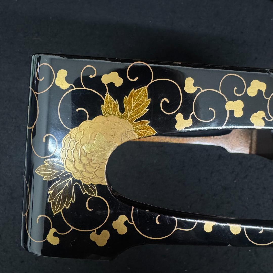 茶道具 金彩菊花蒔絵 重台 四方盆　共箱