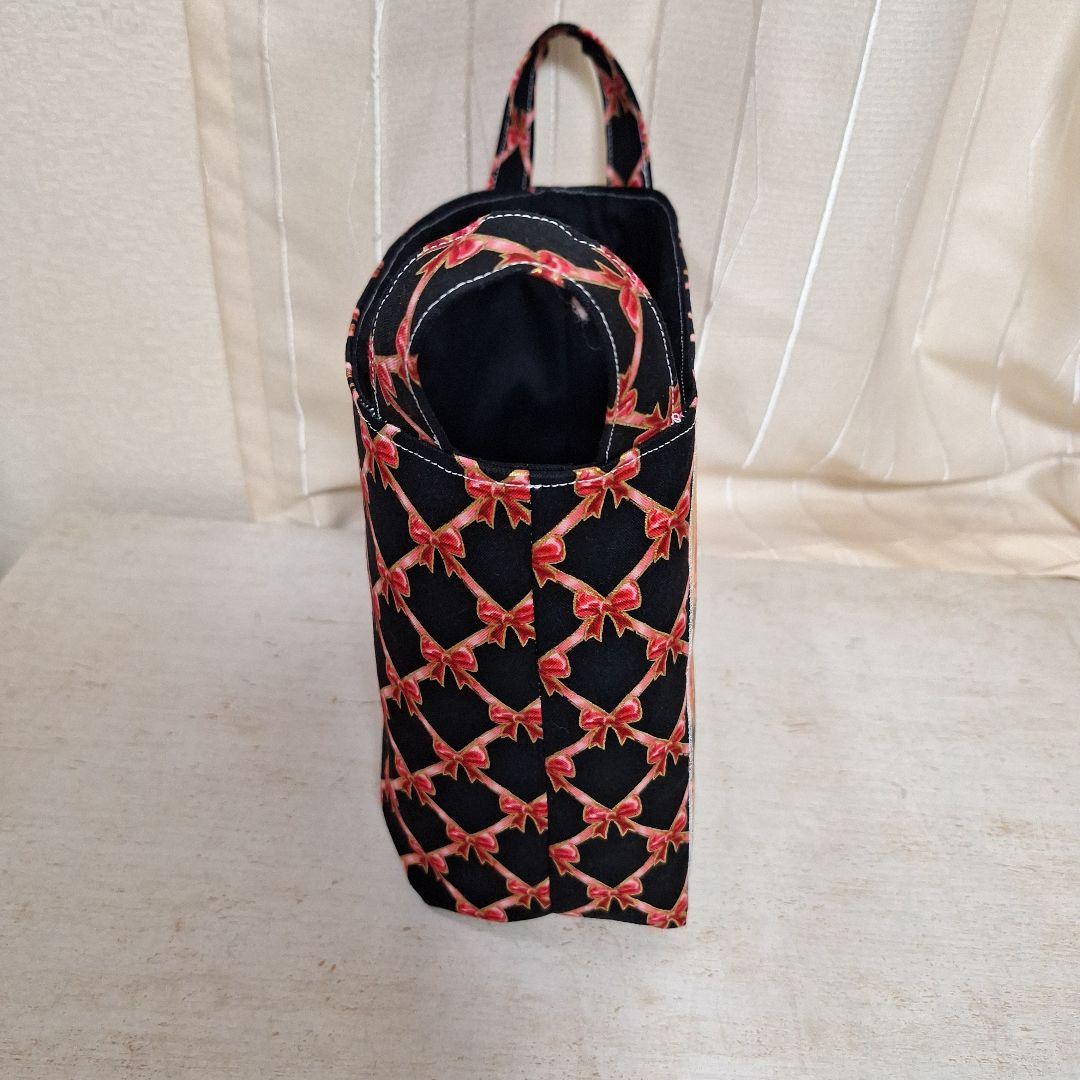 激レアねこと女の子パネル生地　ハンドメイド　まちなしバッグ　布バスケット