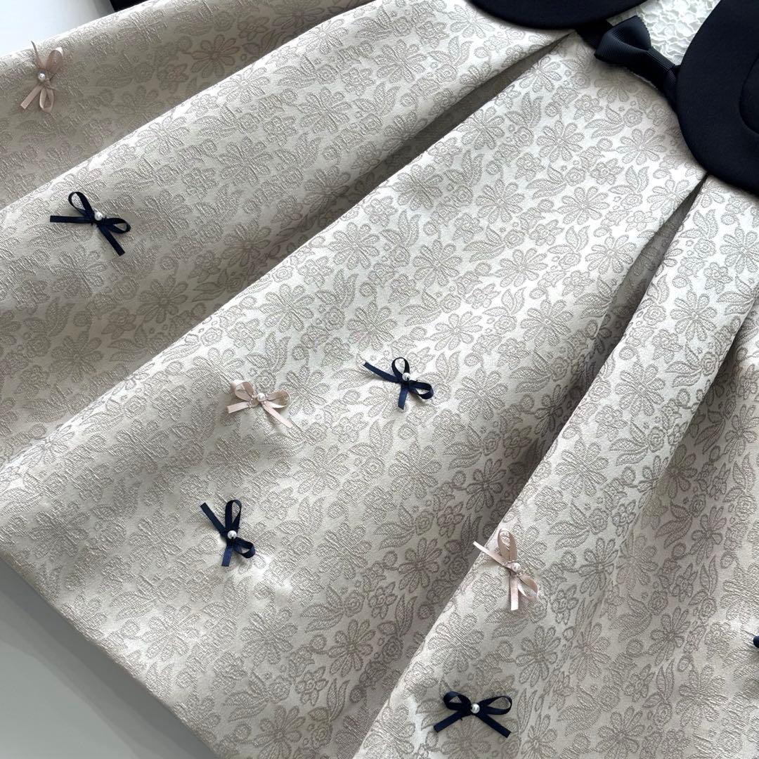 新品　フォーマル　ジャガードリボンOP+衿つきJK ワンピ　ジャケット　セット