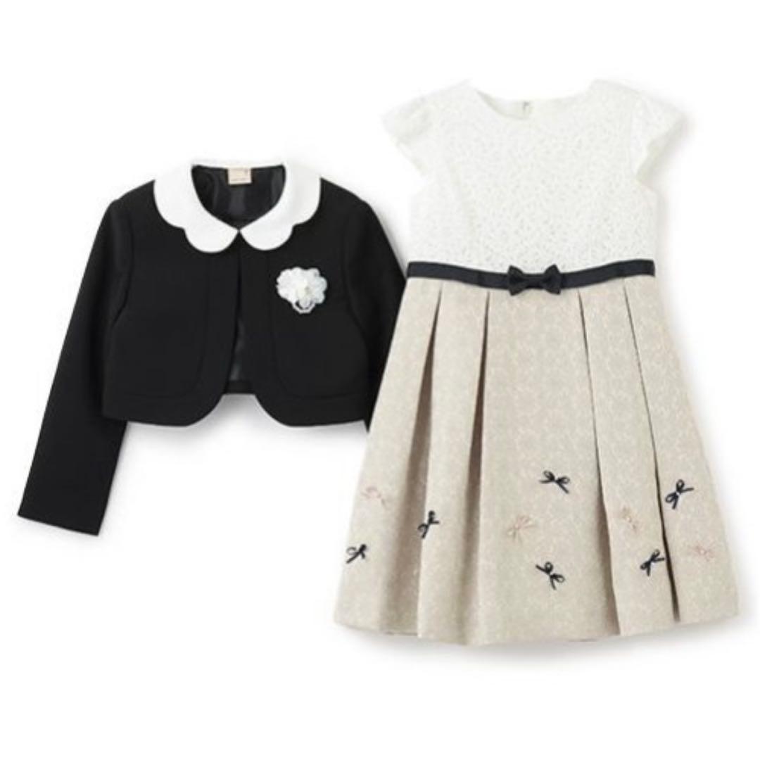 新品　フォーマル　ジャガードリボンOP+衿つきJK ワンピ　ジャケット　セット