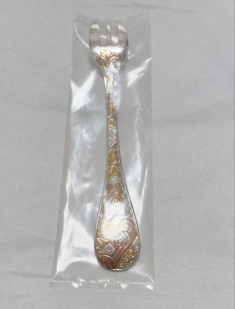 【未使用】クリストフル ジャルダンエデン ケーキフォーク イエロー/ピンク