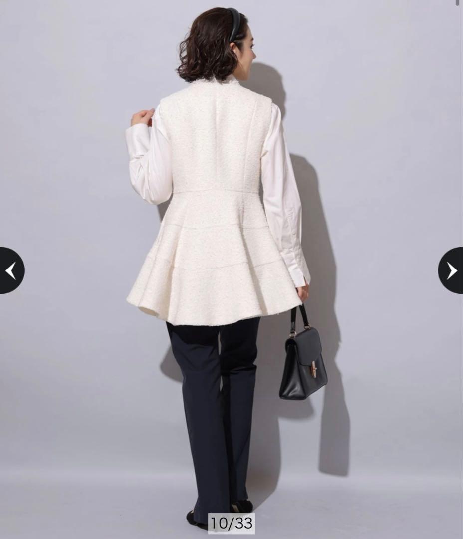 ゆべしArpege storyツイードフレアジレ ホワイト 1アルページュ