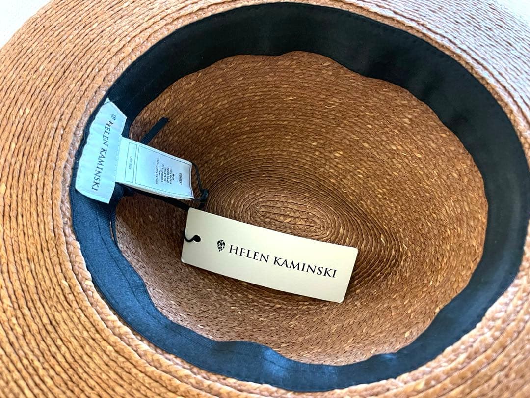 新品未使用タグ付きHELEN KAMINSKI ブラウン ラフィア帽子