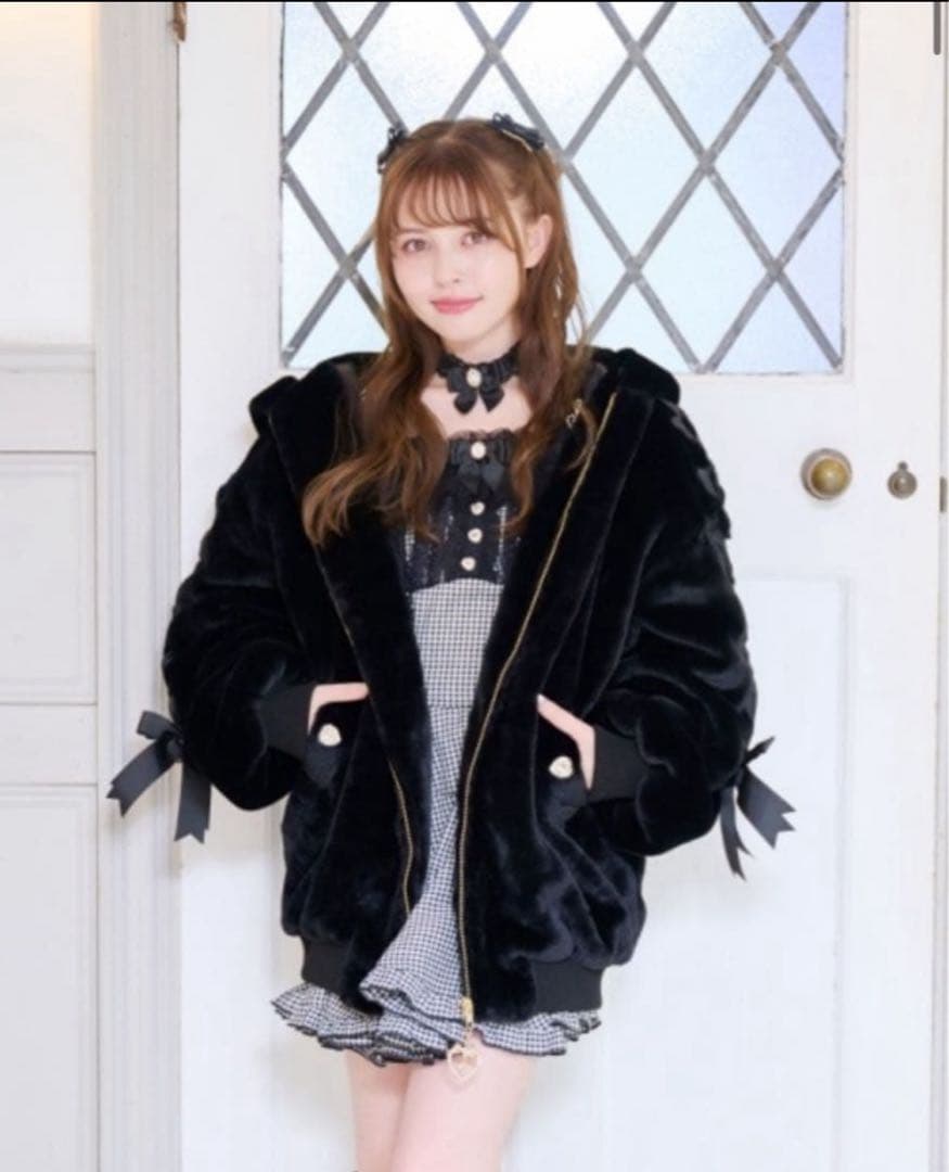 LIZLISA うさみみファーブルゾン 黒