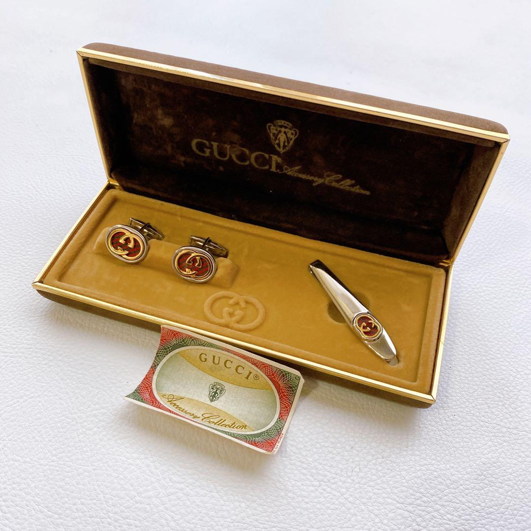 美品 オールドグッチ カフスボタン ネクタイピンセット ヴィンテージ シェリー