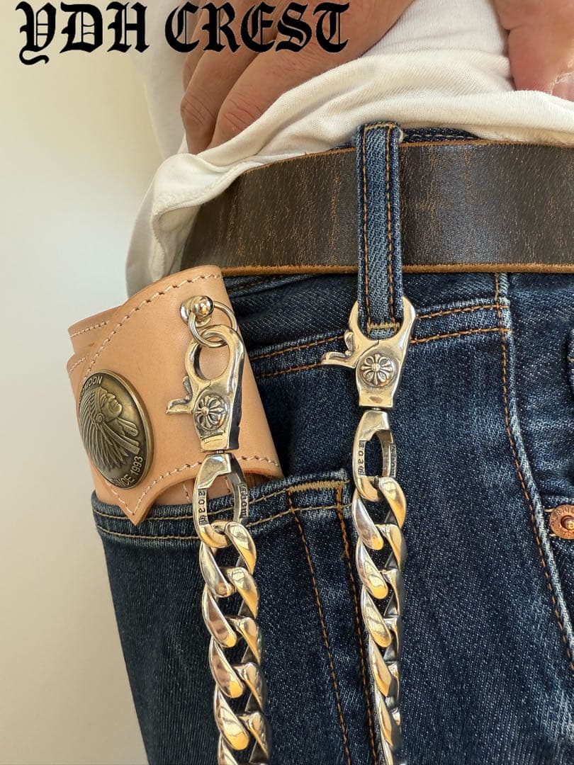 ★ZKKWCN　ウォレットチェーン　重厚クロスチームウォレットチェーン　刻印有り