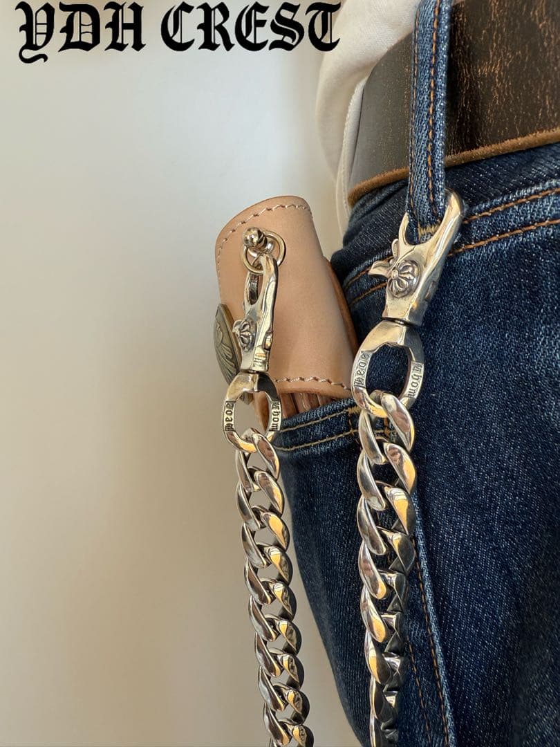 ★ZKKWCN　ウォレットチェーン　重厚クロスチームウォレットチェーン　刻印有り