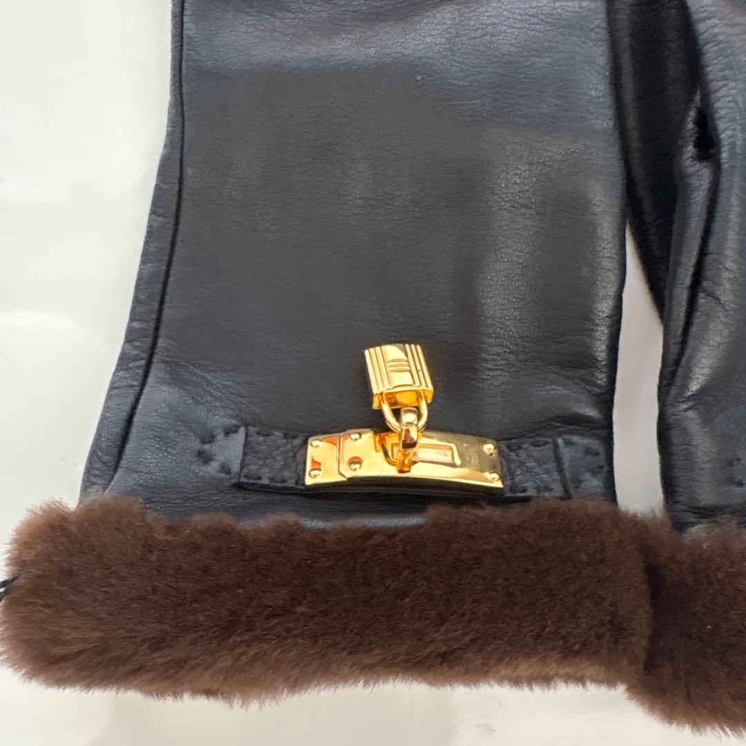 エルメス☆ケリーファーレザー手袋BLACK