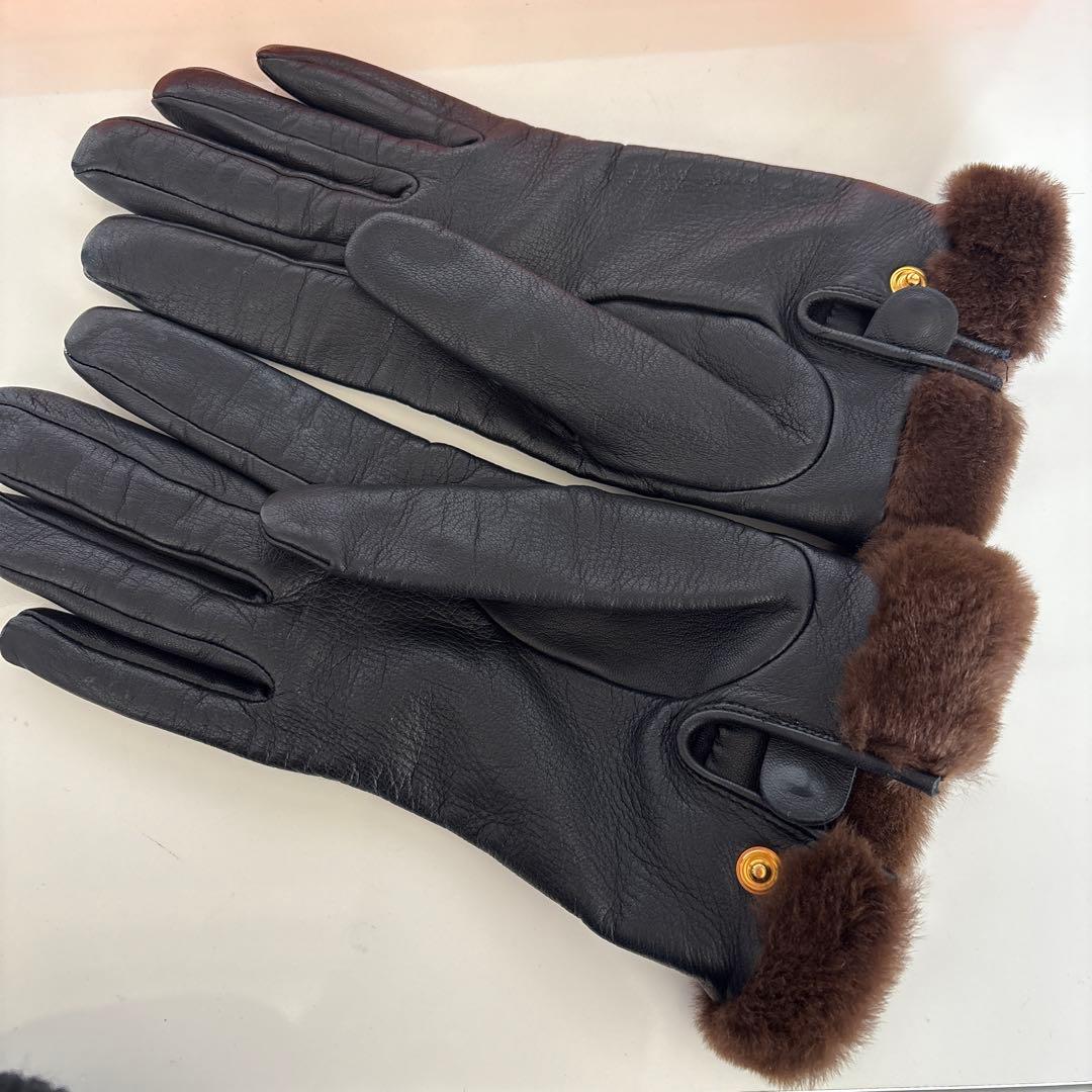 エルメス☆ケリーファーレザー手袋BLACK