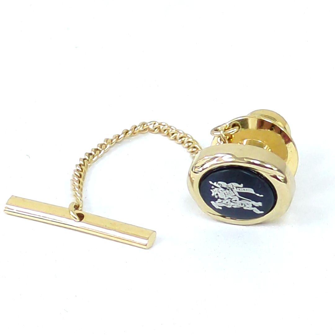 バーバリー 騎士 ネクタイピン カフリンクス ゴールド シルバー 濃いネイビー