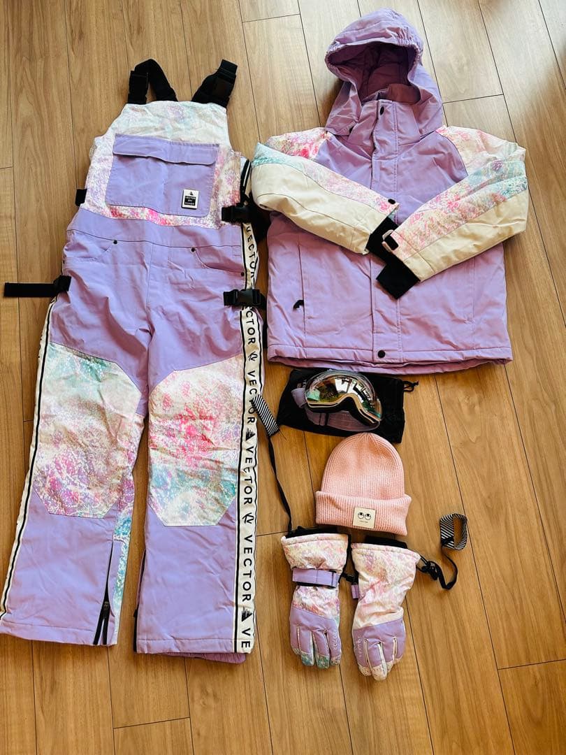 ジュニアスキーウェア、スノボウェアセット 薄紫色150