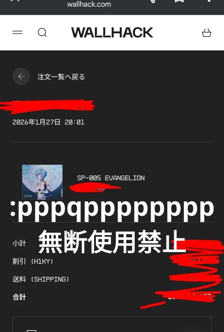 未開封　WALLHACK SP-005 EVANGELION　綾波レイ　海外限定