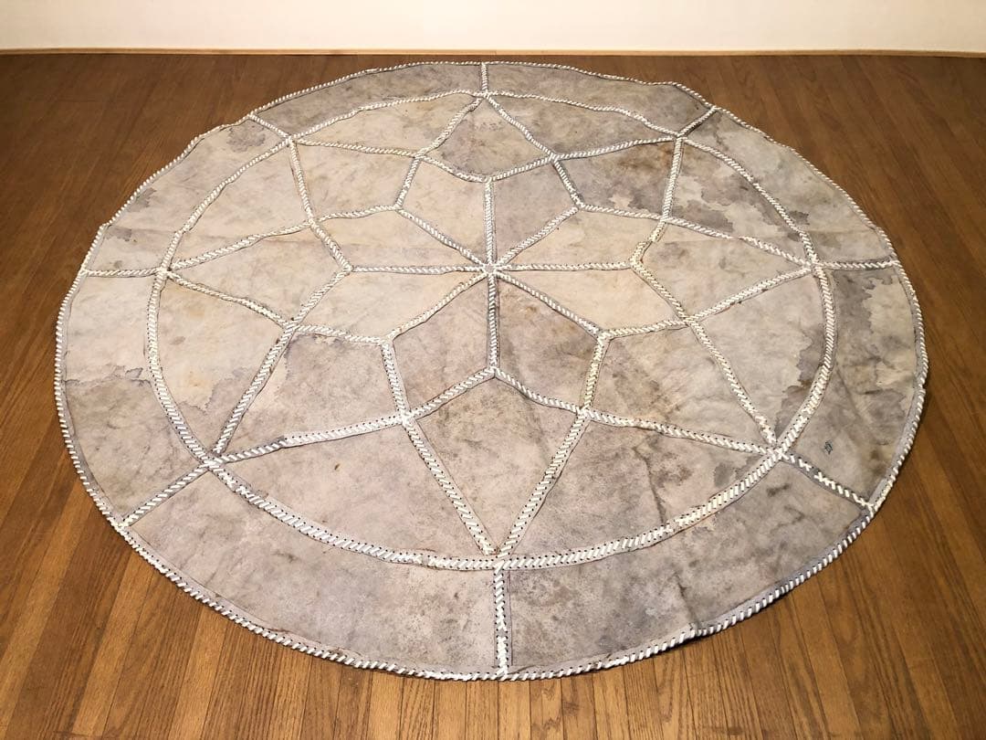 カウラグ パッチワーク 大判 ラグ カウハイドレザー 本革 ミッドセンチュリー