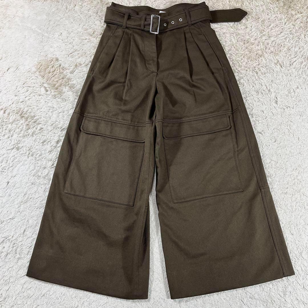 ✨極美品 マックスマーラ ベルテッド2タックワイドカーゴパンツ カーキ 40