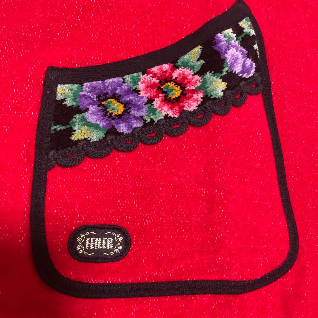 新品タグ付き☆フェイラー シュニール織 エプロン レッド 花柄