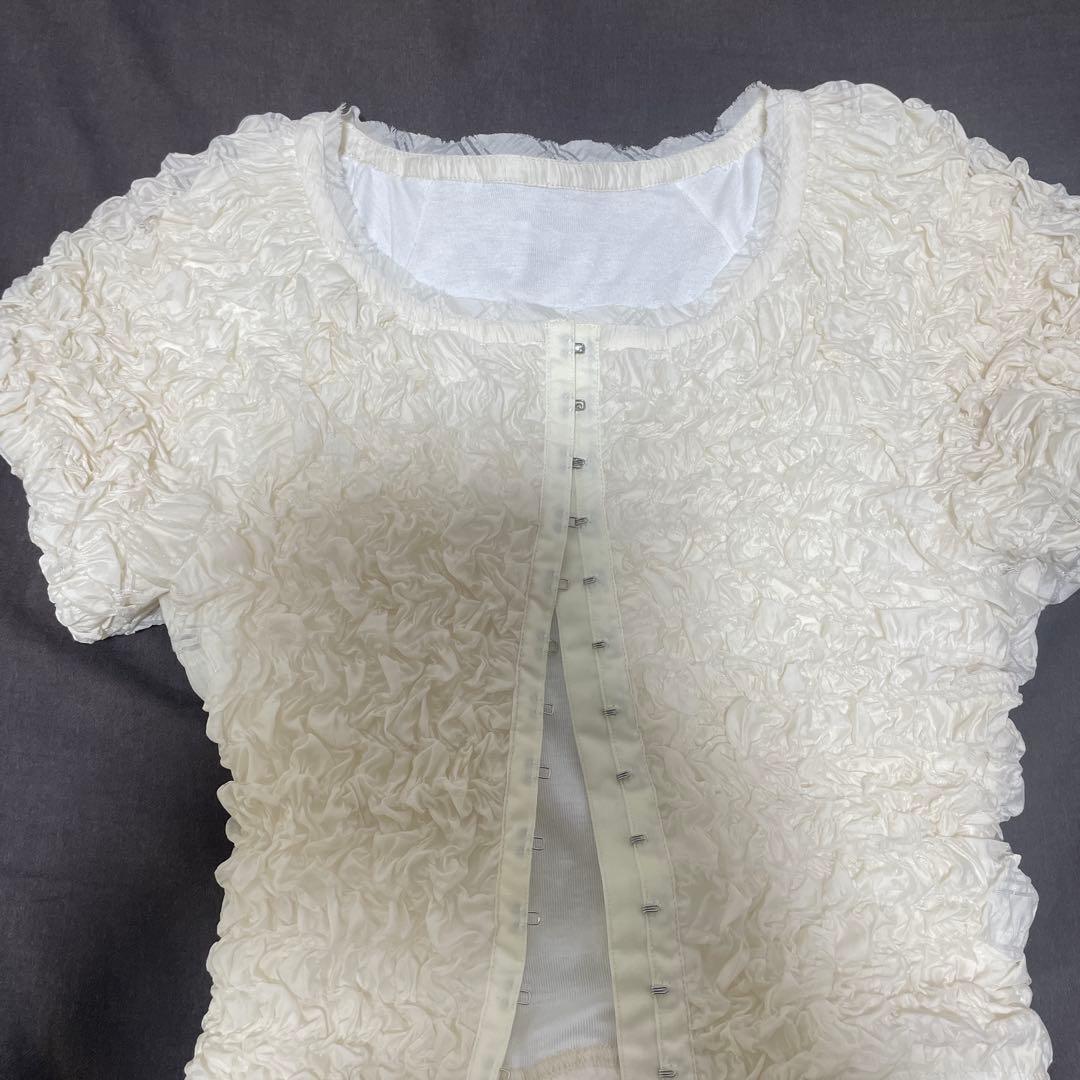 CLANE SHIRRING PUFF TOPS アイボリー