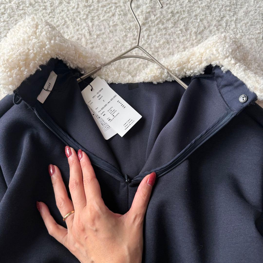 yori テディカラー プルオーバー フリー ネイビー 新品未使用 25AW