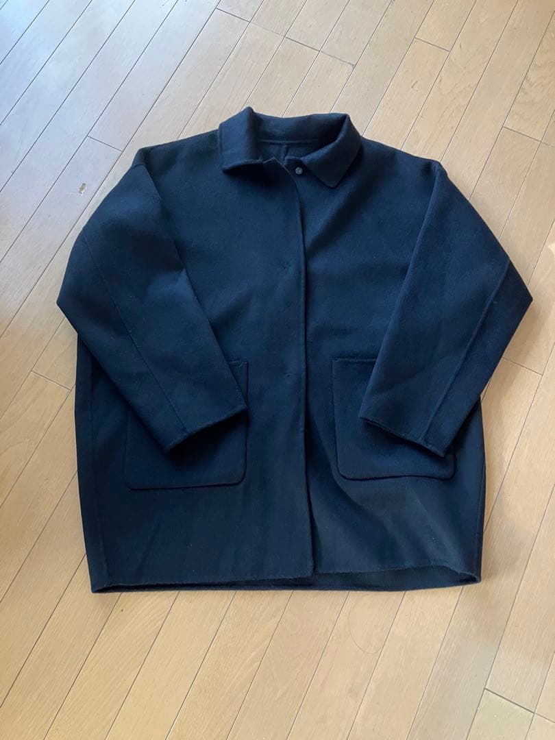 断捨離中。うさぎのママ◡̈* かぐれ　ウールステンカラーショートコート　黒