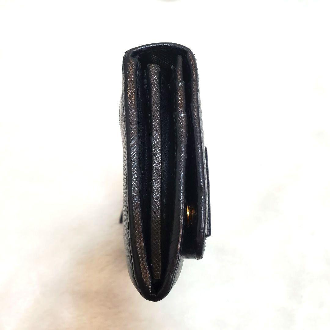 美品 プラダ　長財布 サフィアーノ フィオッコ ライト黒 メタルロゴ リボン