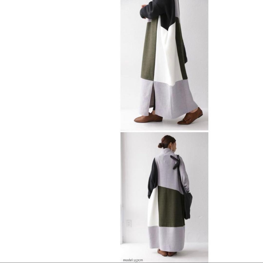 ☆にゃんこちゃん☆ワンピ 長袖 レディース 起毛 切り替えロングワンピース