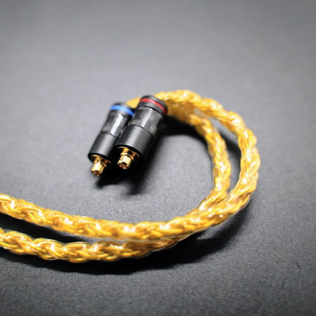 超高評価!最高仕様16芯 希少金メッキケーブル 膨張式mmcx/2.5mm L字