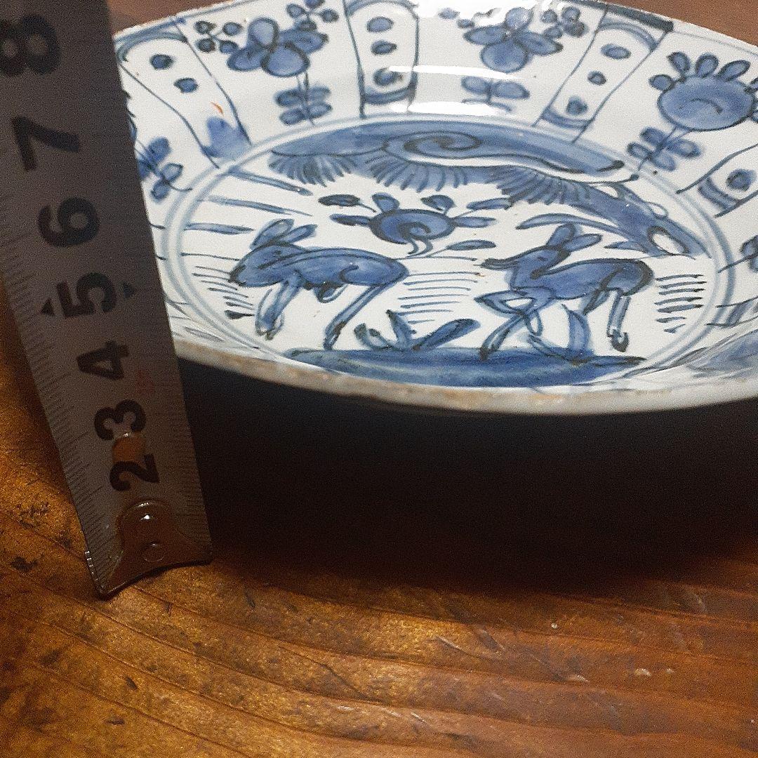 マ*オ様 中国明末清初古染付鹿文中皿