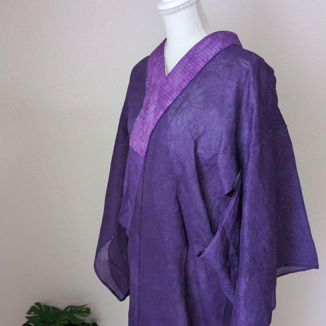 本麻　洗える長襦袢　桔梗色　カラー襦袢　リサイクル　管理ka3