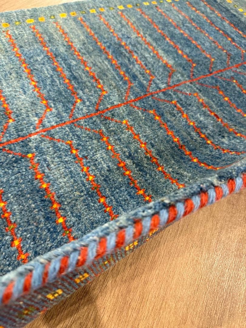 ギャッベ 90x62cm ペルシャ絨毯 手織り ギャベ 玄関マットラグ 絨毯