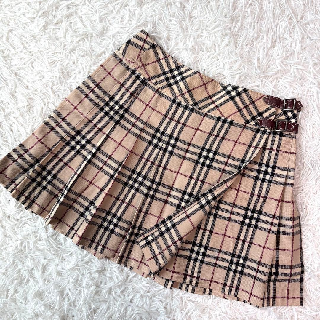 ✨美品✨バーバリーブルーレーベル ミニスカート ノバチェック プリーツ ベルト