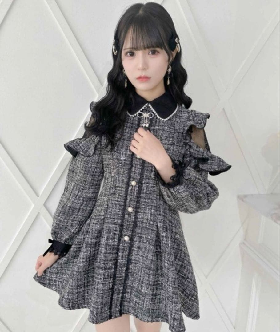 ROJITA ロジータ ダブルリボンツイードワンピース