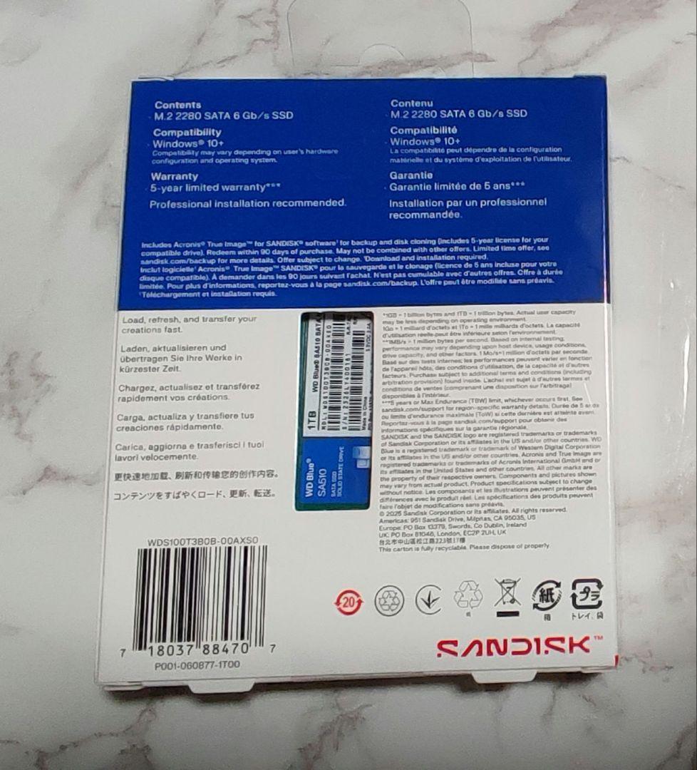 内蔵型SSD WD Blue SATA SSD M.2 2280 1TB