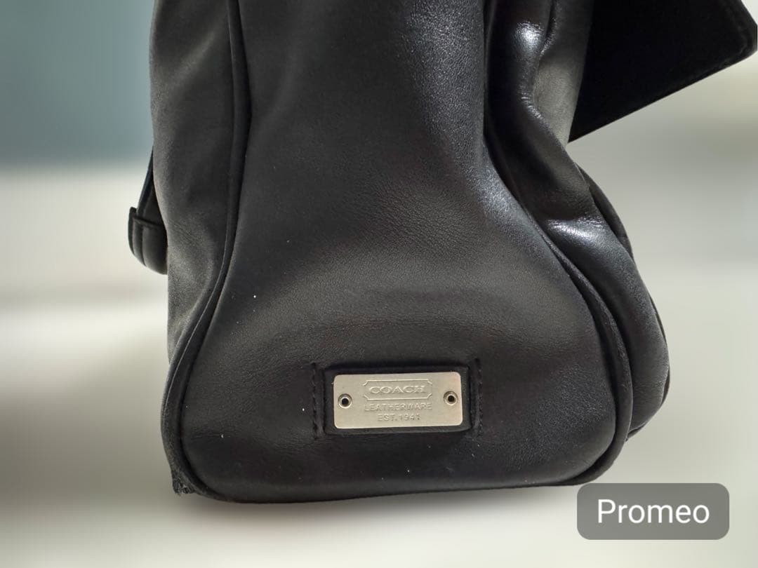 COACH コーチ 本革 レザービジネスバッグ ボストン 黒