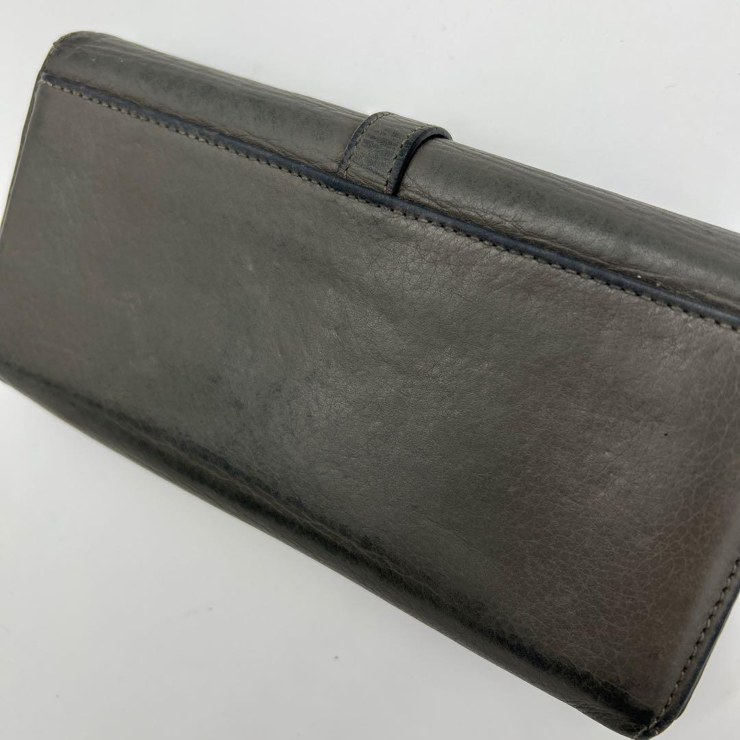 GUCCI 長財布　レザー　ホースビット　ロゴ　グレー　財布